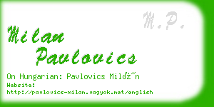 milan pavlovics business card